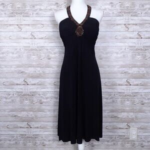Spencer Jeremy Halter Dress Sz 8 Beaded Black Brown 165A